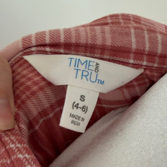 Time and Tru Pink Plaid Long Sleeve Dress - Picture 2 of 3